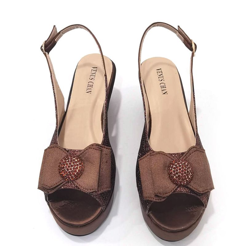 Damenschuhe Große Damenschuhe Schuhe für Geburtstagsfeiern Kleiner Keilabsatz Schuhe mit dicker Sohle und gleichem Design Clutch Bag Diamond Flower_voghion.com