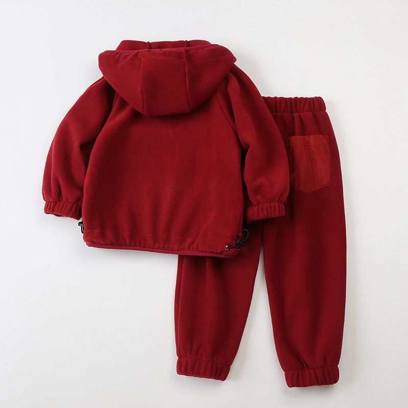 Kids' Cartoon Hooded Fleece Set – Soft Long-Sleeve Jacket & Pants (80-120cm, 4 Colors)_voghion.com