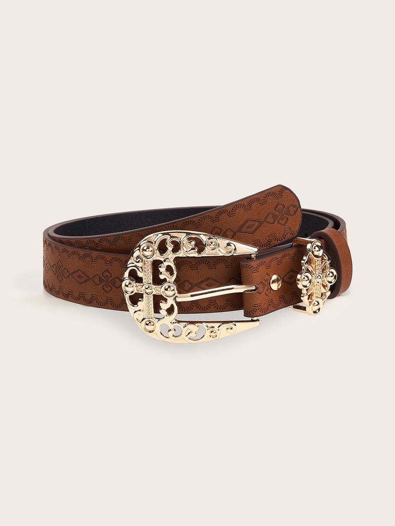 Wind Spicy Girl Daily Brown Texture Small Crowd Needle Buckle Spezialdruckmuster Batch-Gürtel für Männer und Frauen_voghion.com