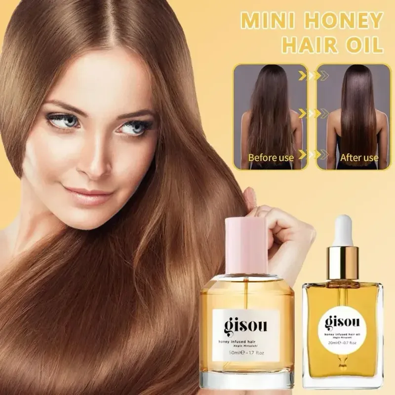 Huile pour les lèvres Gisou Honey Oil Sexy Plump Fruit Honey Essence Huile pour les lèvres Améliore les soins des cheveux secs Lisse et longue durée Rétention du parfum Après-shampoing_voghion.com