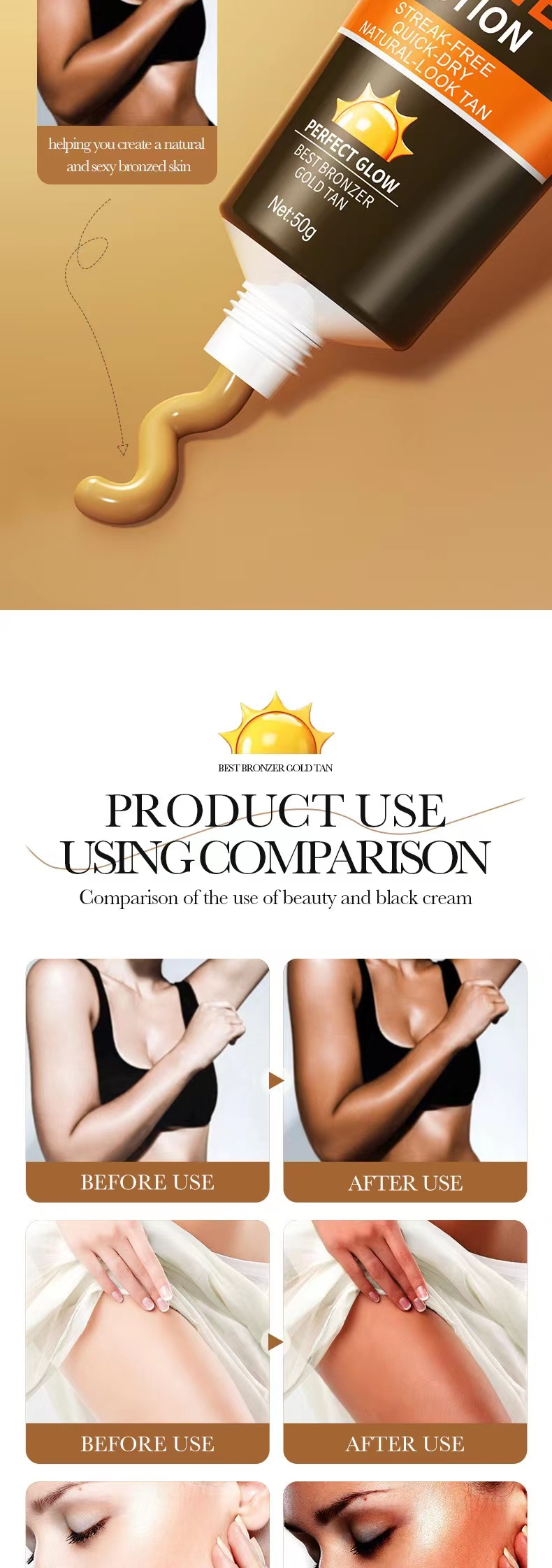 2023 The latest Tanning Cream Moisturizing Hydrating Natural Darkening Bronzer Tanning Lotion Body Lotion_voghion.com