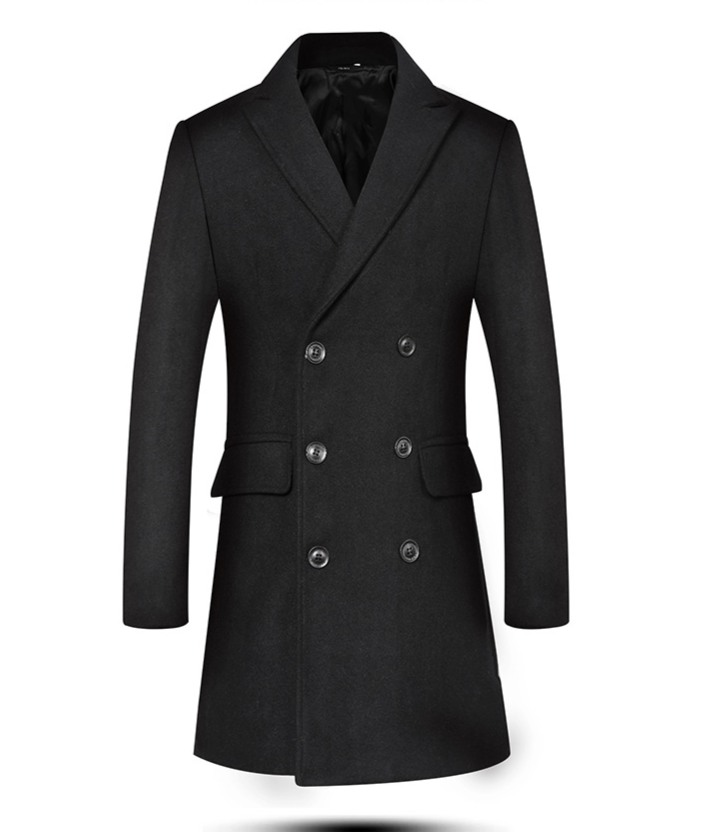 new style woolen coat for men, mid-length lapel double-breasted business casual woolen coat for men _voghion.com