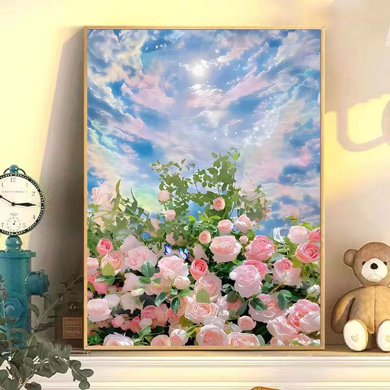 DIY Digital Oil Painting Rose Tulip Camellia Flower Decoration Painting_voghion.com