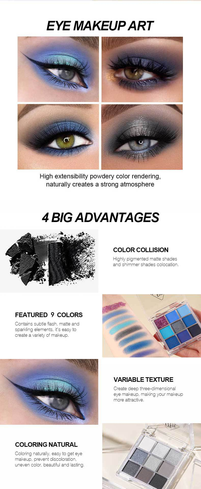 Nine color eyeshadow City gray cold dish pearlescent matte acrylic transparent nine grid eyeshadow_voghion.com