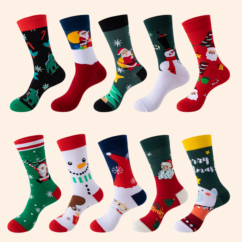 Unisex Christmas socks Hipster stockings mid-tube stockings Santa Claus Christmas socks_voghion.com