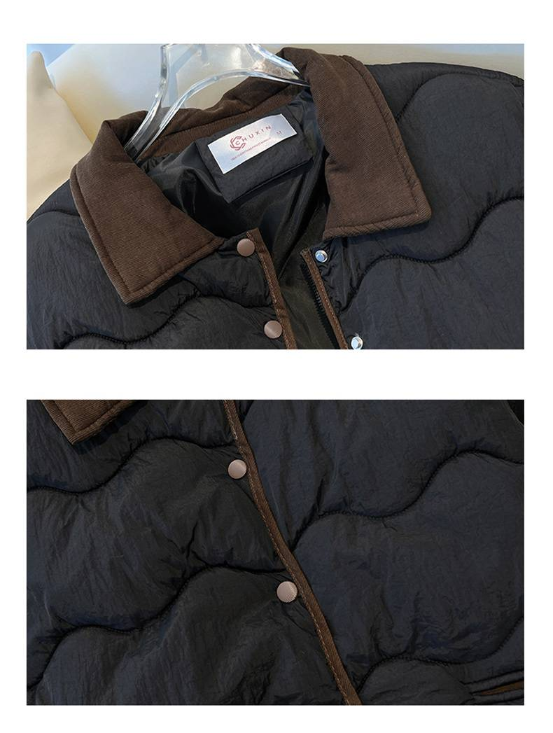 2024 winter versatile contrasting color bread thick jacket, small and loose down cotton jacket for women_voghion.com