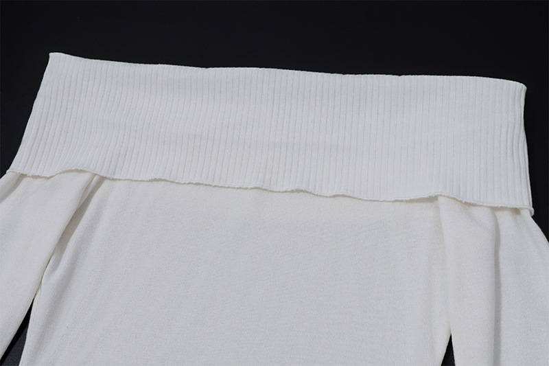 Eleganti magliette corte a coste con scollo a V, tinta unita, autunnali, attillate, a maniche lunghe, con spalle scoperte, francesi, delicate, attillate_voghion.com