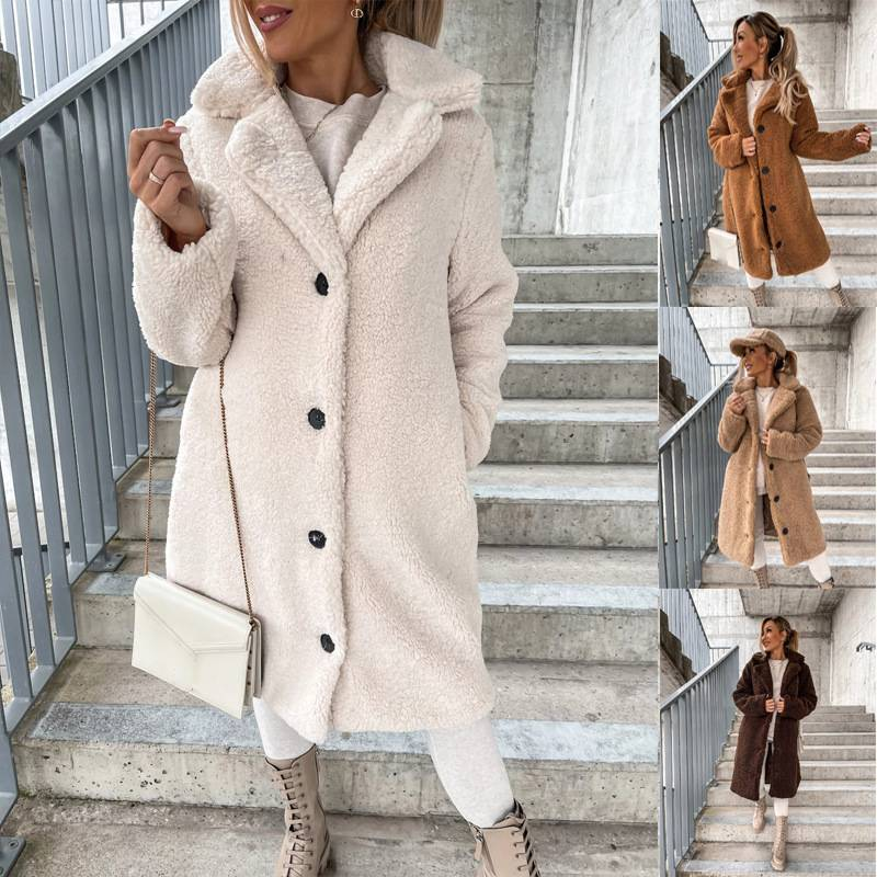 Vrouwen Trenchcoat Pluche Dikke Overjas Herfst Winter Enkelrijs Teddy Jas Lange Stijl Buitenkleding Streetwear_voghion.com