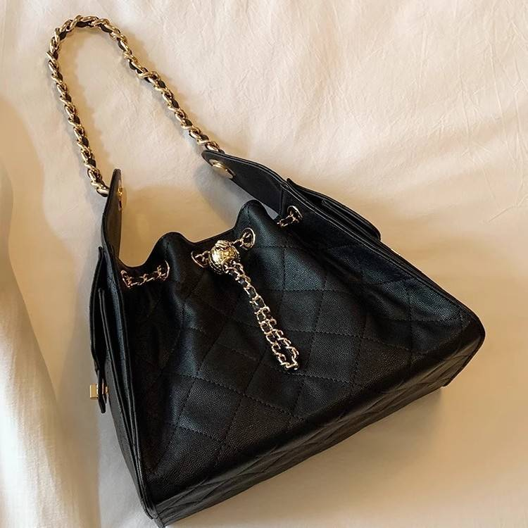 Bucket Bag Kvinnelig Pendlingsstil Nisjedesign Diamant Skulderveske_voghion.com