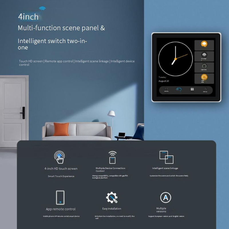 Tuya Smart Home 4 Way Control Panel Intelligent Zigbee Switch 86 Wireless Scene Panel_voghion.com