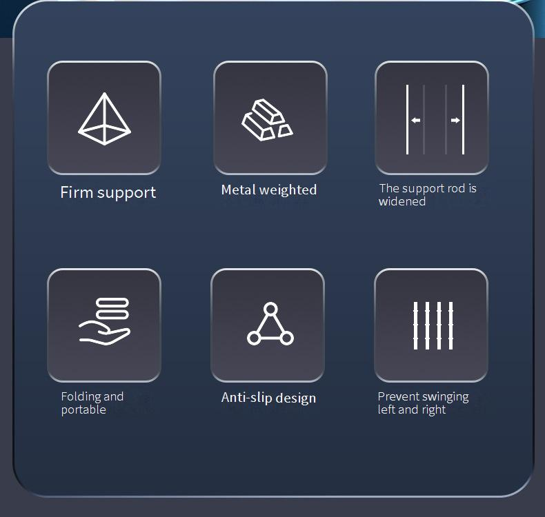 Adjustable Foldable Phone & Tablet Stand With Heavy Base - 360° Rotation, Multi-Angle Viewing, Stable Holder For Live Streaming, Video Calls_voghion.com