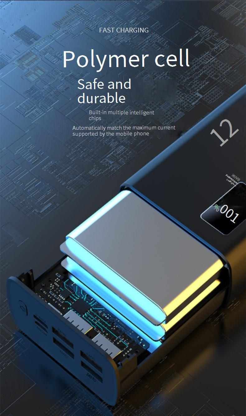 120W Super Fast Charging Power Bank 30000mAh High Capacity Portable Charger With Digital Display For IPhone & Android Devices_voghion.com