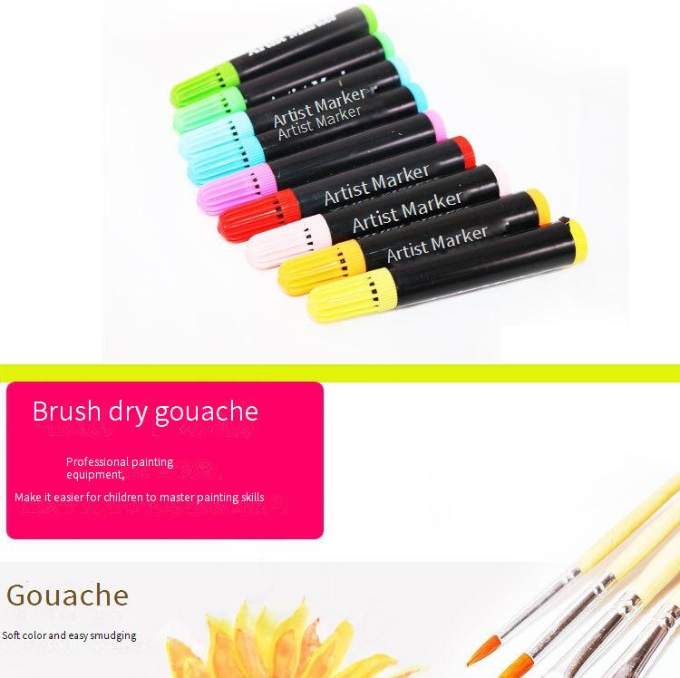 174-Piece Deluxe Wooden Art Set For Kids - Double-Layer Storage Box With Watercolor Markers, Painting & Drawing Supplies, Creative Doodle Toy Gift_voghion.com