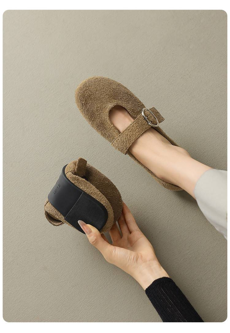 Cameido Women's Loafers Wine Red Brown Suede 1 5cm Round Toe Rubber Sole Casual Shoes_voghion.com