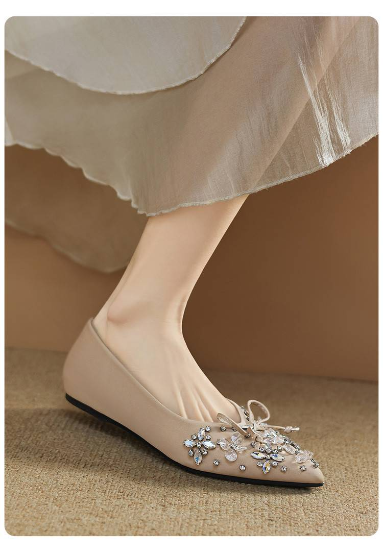Cameido Women's Casual Shoes - Beige Pointed Toe With 1CM Drop Glue Sole_voghion.com