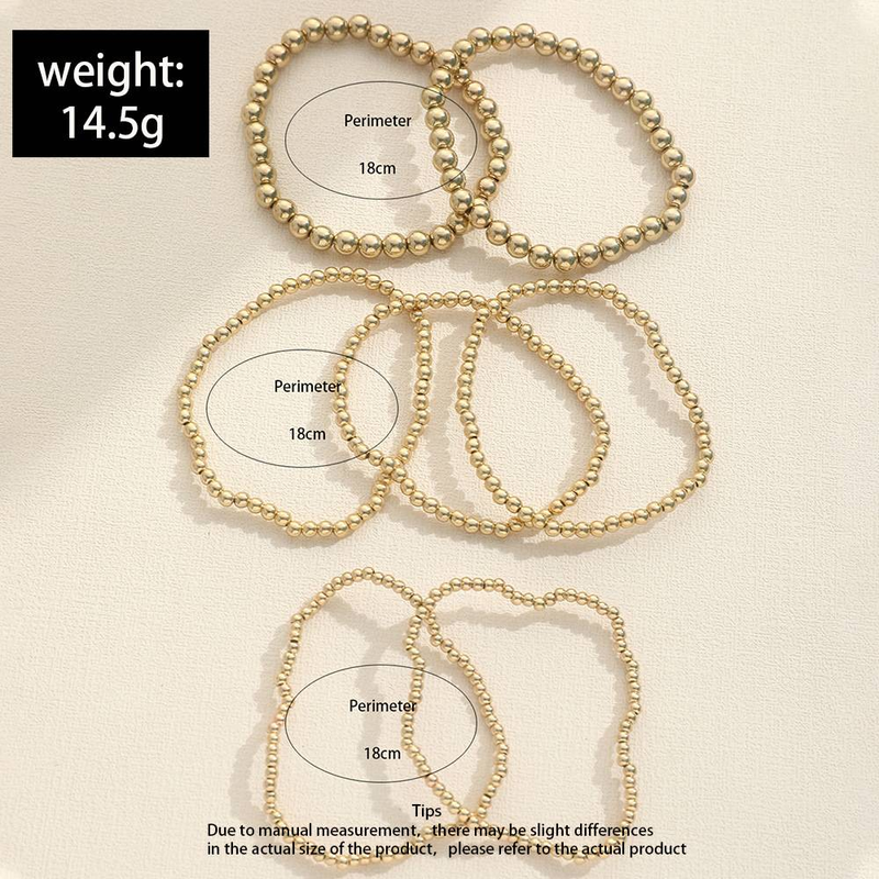 Minimalist Beaded Bracelet Set For Women - 7-Pack Stackable Boho Handmade Resin Bracelets In Gold & Silver_voghion.com