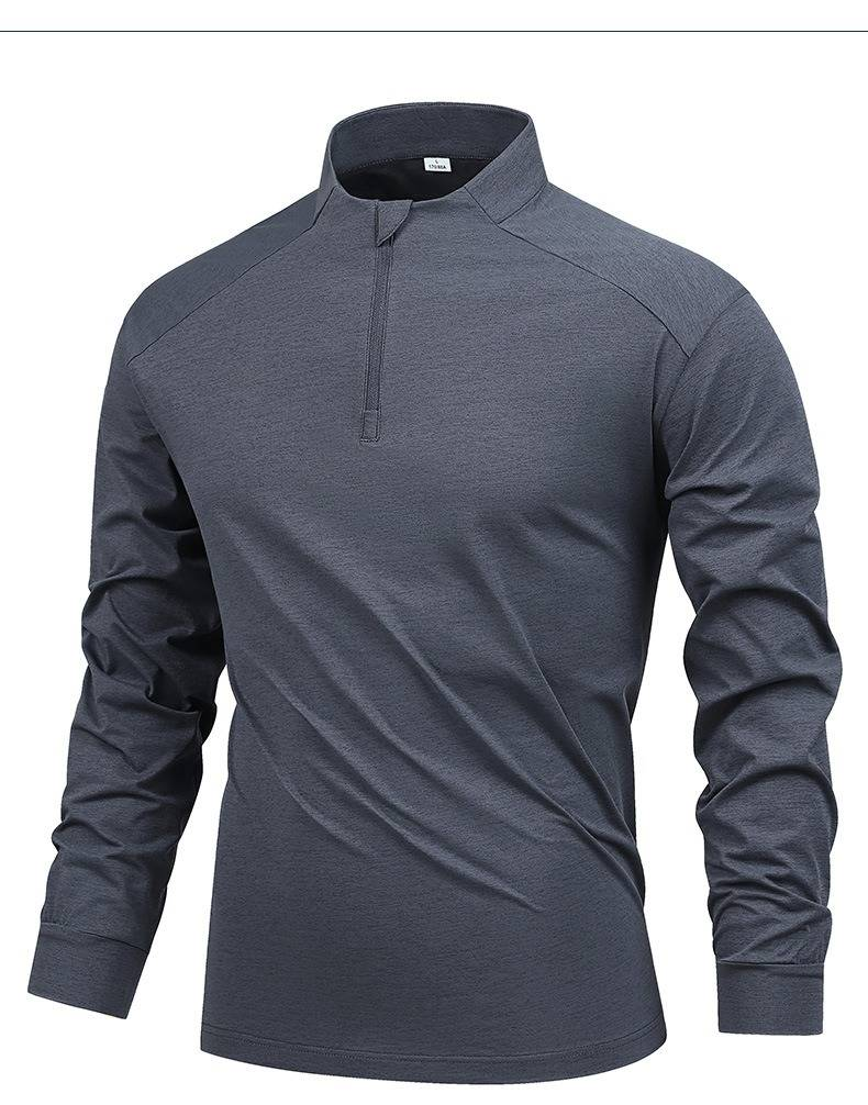 Men's Quick-dry Long Sleeve Half-zip T-shirt For Outdoor Sports, Running, Cycling & Gym Training – Lightweight & Breathable_voghion.com