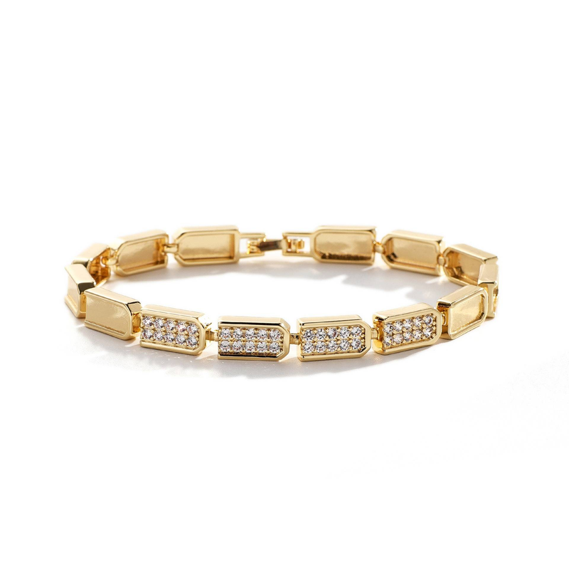 Men And Women's Jewelry - Luxury Hip Hop Cuban Link Bracelet With Genuine Gold Plating & Premium Zircon Stones, Geometric Design For Unisex Fashion_voghion.com