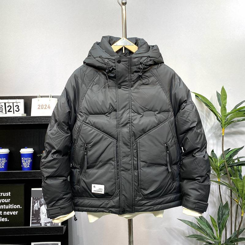 Piumino corto invernale con cappuccio da uomo, leggero e caldo, piumino d'anatra bianco con potere riempitivo 900, cappotto casual dalla vestibilità ampia per il freddo_voghion.com