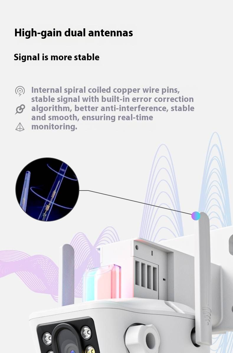 8MP Dual Lens WiFi Outdoor Security Camera With Night Vision, Two-Way Audio, IP66 Weatherproof, 4mm Lens, Motion Detection For Home Surveillance_voghion.com