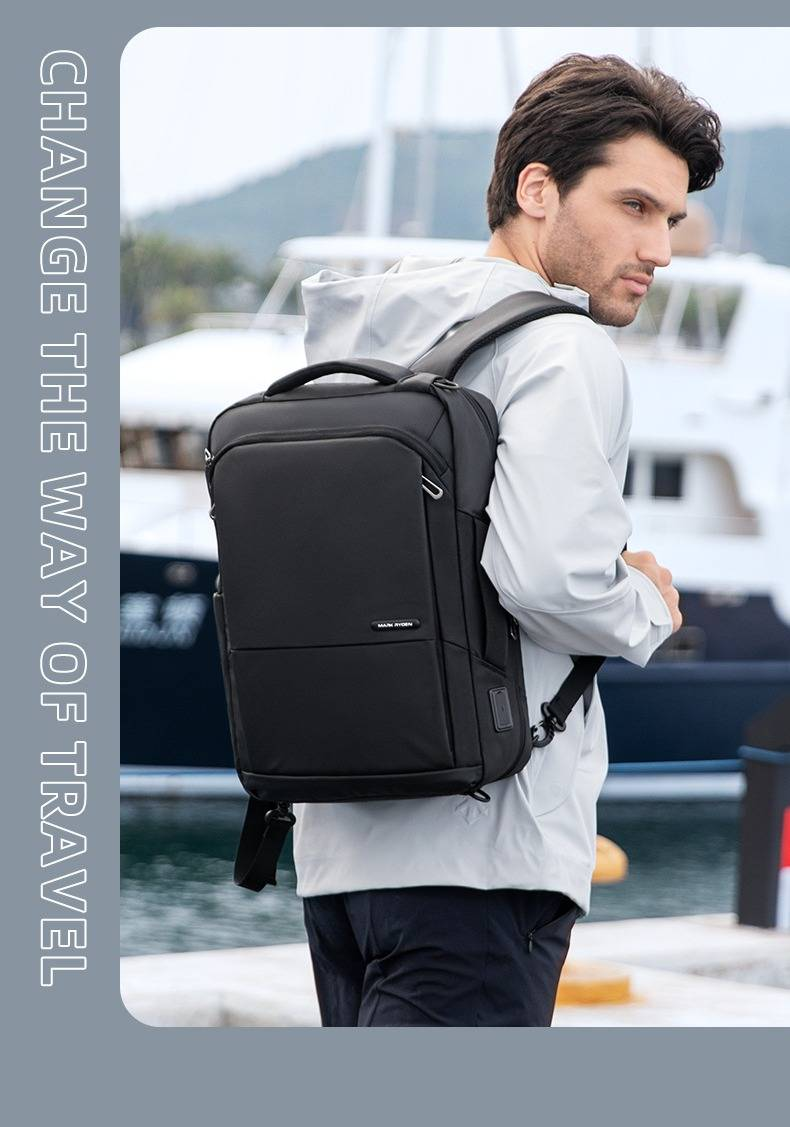 Zaino da lavoro premium, zaino per laptop di grande capacità con spallacci ergonomici, tessuto Oxford resistente all'acqua, design elegante e minimalista_voghion.com