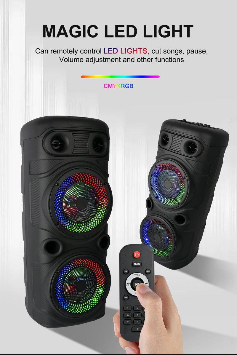 Sing-e ZQS8227S Çift 8 inç yüksek güçlü Bluetooth hoparlör RGB ışık açık kare dans KTV ses_voghion.com