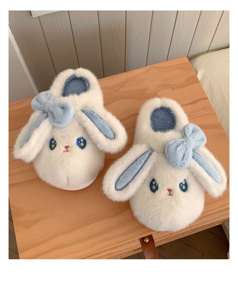 Pantofole autunnali e invernali per la casa e l'interno, con suola morbida, modello Baotou, da donna, in cotone e peluche, con simpatico coniglietto giapponese_voghion.com