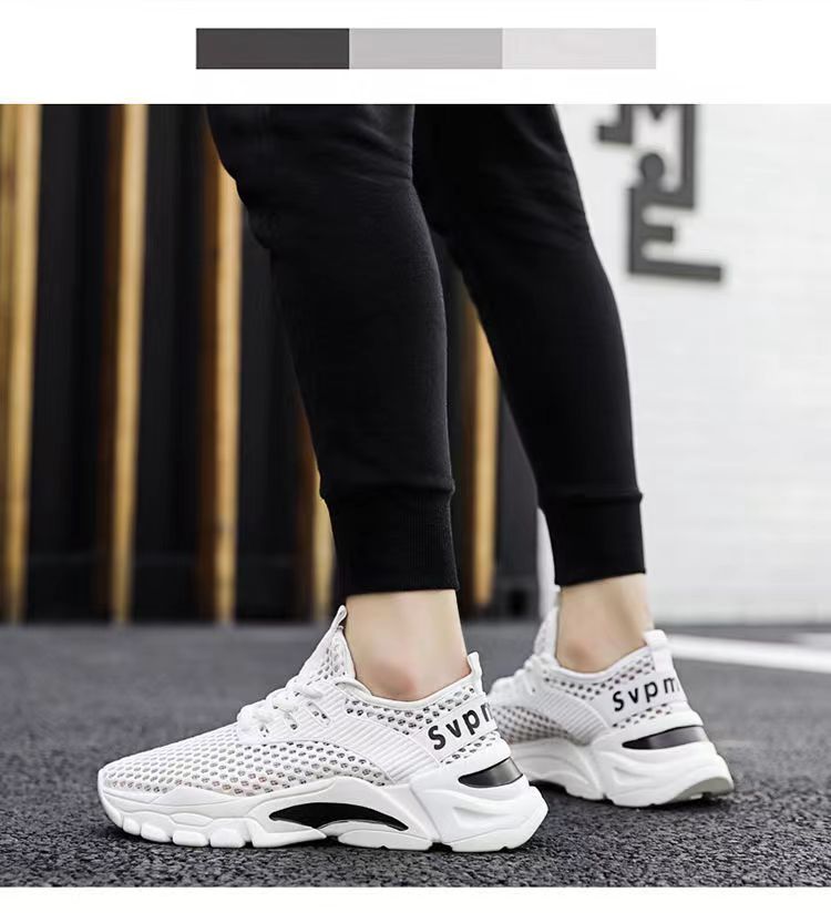 Herrenschuhe Sommer atmungsaktiv dünn 2024 neue Mesh Hohl Mesh Sport Lauf Freizeit leichte weiße Flut Schuhe_voghion.com