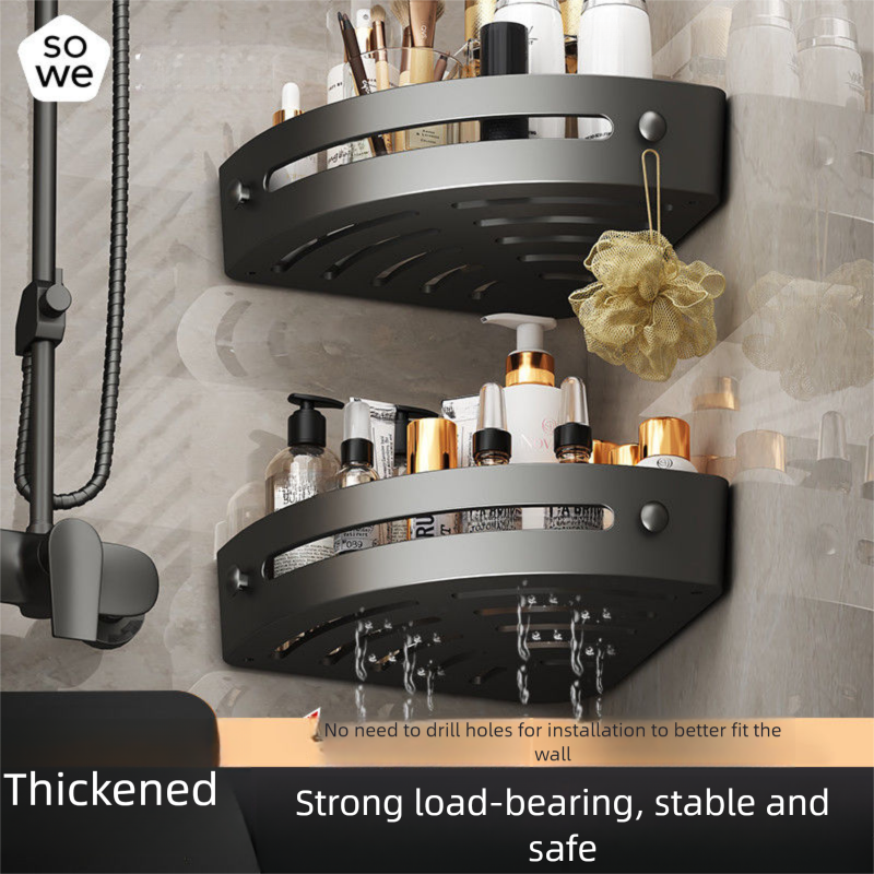 SOWE - Estante de almacenamiento de pared triangular de plástico sin taladro para lavabo comercial, organizador de baño y cocina_voghion.com