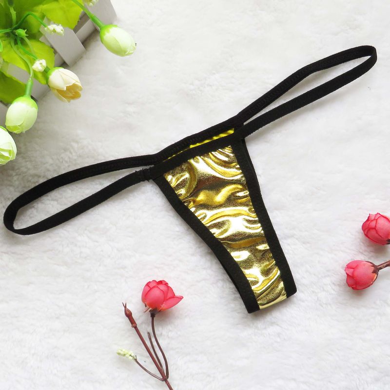 Ropa interior íntima, bragas sexys de charol transparentes en forma de T, minibañador con espalda en T para mujer_voghion.com