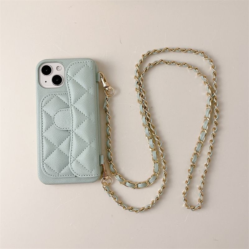 Étui de téléphone portable à motif de litchi parfumé de petit vent neutre modèle de chaîne Iphone15Promax Iphone13 Fashion 12 Internet Celebrity 11_voghion.com