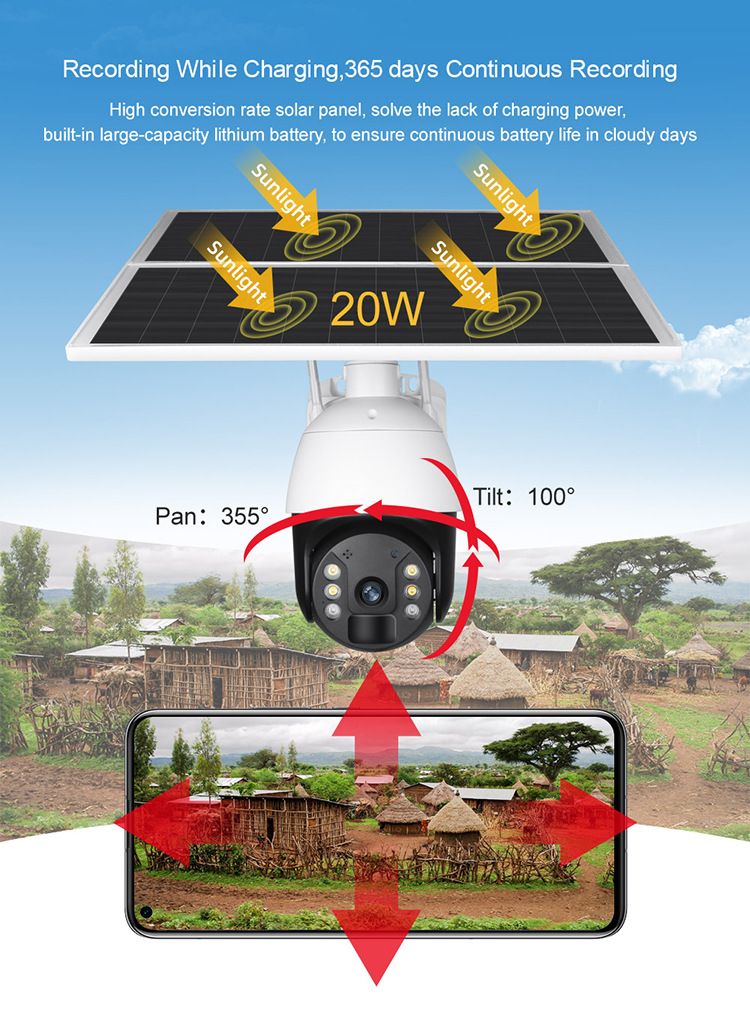 2MP/4MP Solar Security Camera With WiFi/4G, Night Vision, 24/7 Recording, IP66 Waterproof, Remote Monitoring For Outdoor Use_voghion.com