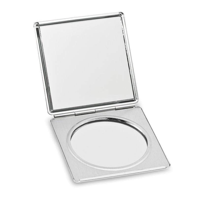 Silver-tone Etched Lines Square Compact Mirror_voghion.com