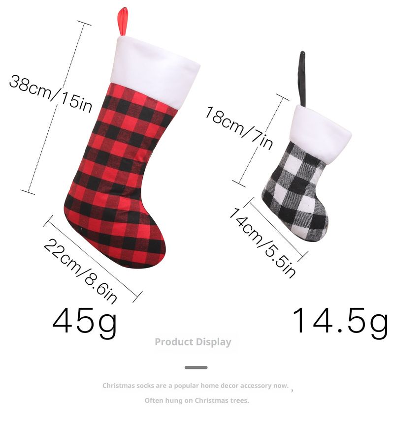 001 Qiaochi 2024 Cross-Border New Product Festive Atmosphere Decoration Large And Small Two-Color Plaid Christmas Stocking_voghion.com