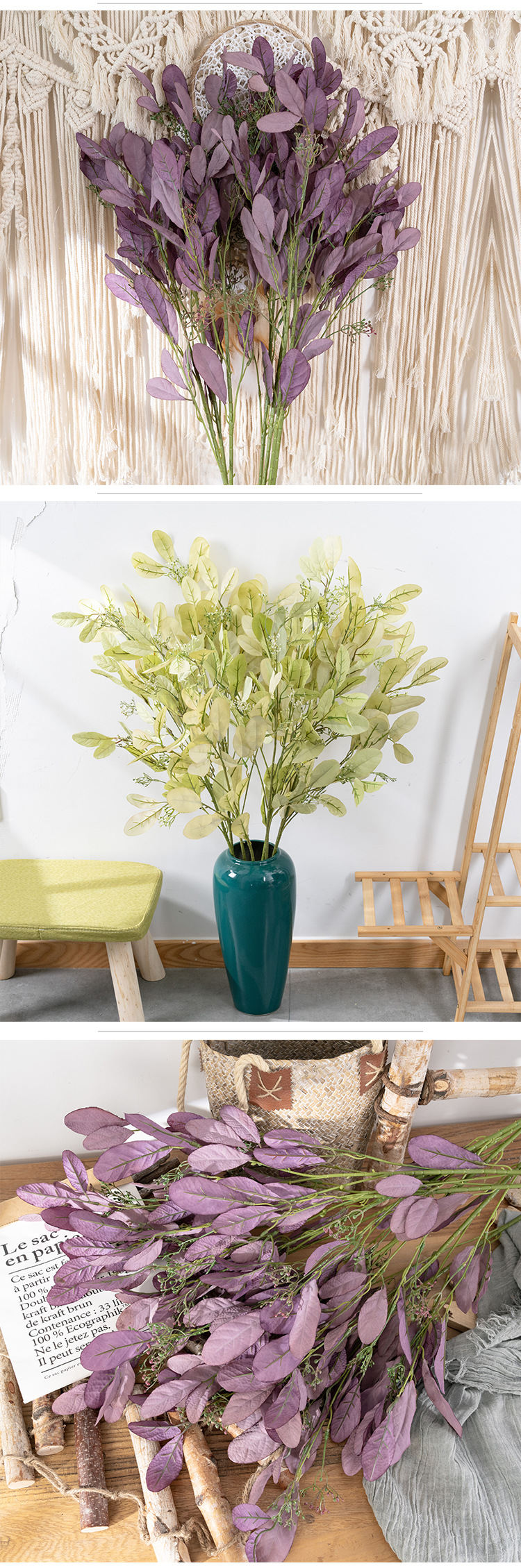 Fiore artificiale stachys foglia fiore artificiale pianta verde decorazione di nozze artigianato stile INS_voghion.com