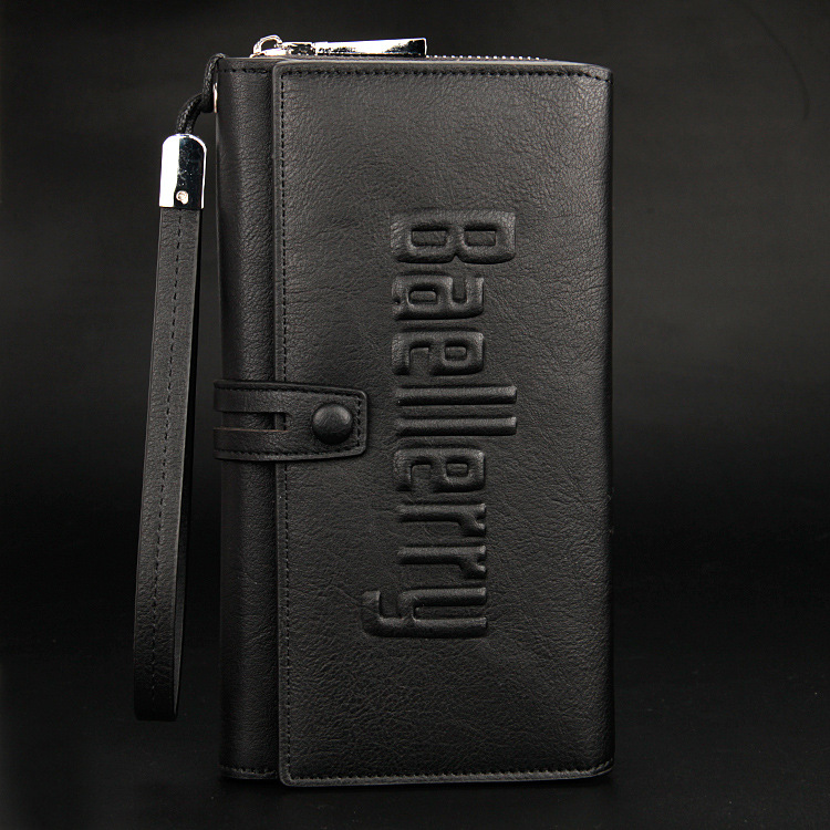 Baellerry Men's Clutch Bag Retro Solid Color Large Capacity Letters Clutch Bag Anti-theft Zipper Handbag_voghion.com