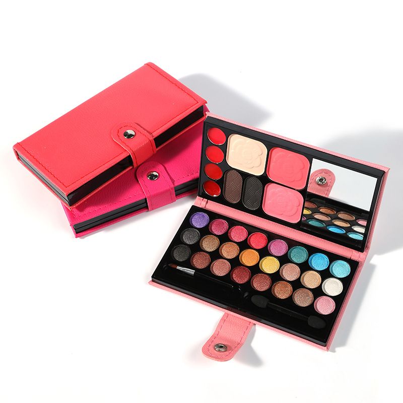 Combinazione di portafoglio a 33 colori rosa ombretto in polvere fard rossetto disco all-in-one portatile per i viaggi quotidiani_voghion.com