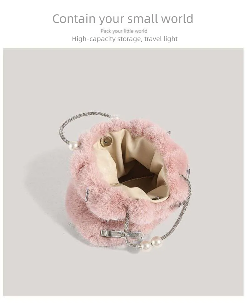Designer Damen Gentle Heiress Fox Bucket Handtasche Umhängetasche Wasser Dia Herbst und Winter Plüsch Handtasche Weiche Textur Fell_voghion.com