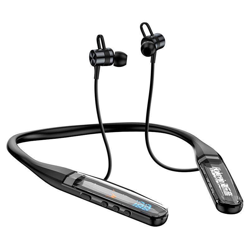 Auricolari sportivi unisex con fascia da collo e display a cristalli liquidi Bluetooth senza fili e batteria a lunga durata_voghion.com