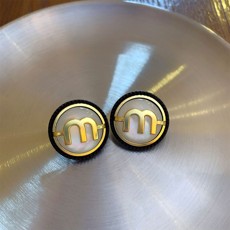 Vintage Elegant Letter M Geometric Opal Earrings for Women Girl S925 Silver Needle Jewelry Stud Party Gift_voghion.com