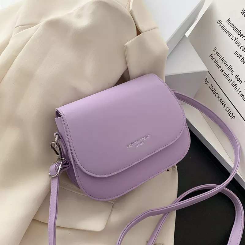 Yogodlns Borsa a tracolla a sella alla moda da donna in pelle PU Borsa a tracolla semplice con patta in tinta unita Borsa a tracolla firmata_voghion.com