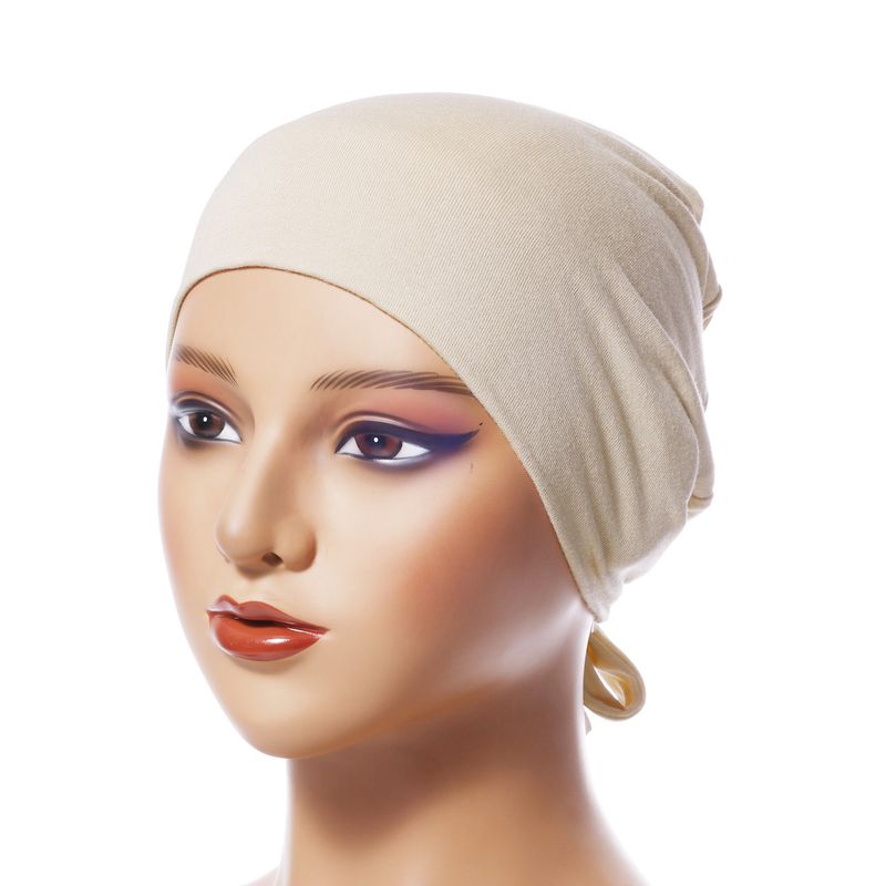 Adjustable Modal Elastic Bottoming Hat - Solid Color Head Covering Scarf With Rope & Lace (Breathable, Comfortable, Stretchy Headwear For Women)_voghion.com