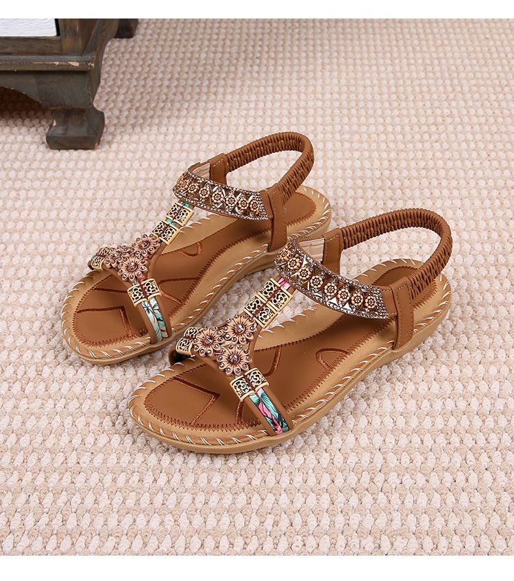 Sandal Female Summer Rhinestones Flat Round Head Fish Mouth Open Toe Cool_voghion.com