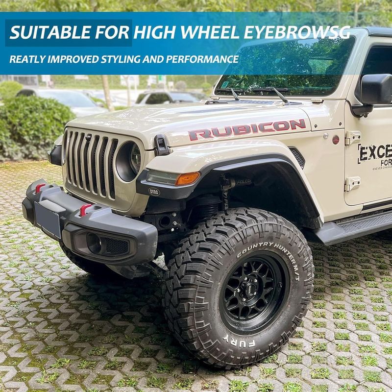 Fenders Front & Rear Fenders Compatible With 2018-2024 Jeep Wrangler JL And JLU Unlimited Rubicon, Off-Road Wheel Fender Liner Set 4 Pcs(Only Fit High Clearance Fender Flares,Not For 4XE)_voghion.com