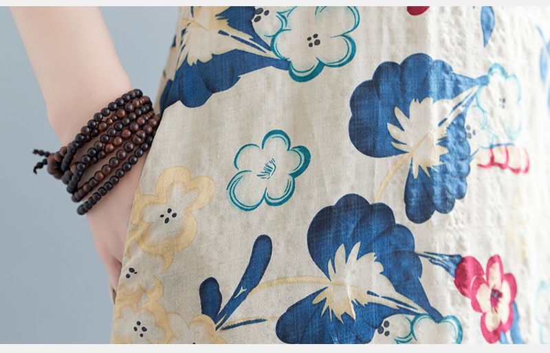 2023 Zomer Nieuwe Plus Size Dameskleding Koreaanse Versie Artistieke Losse En Afslankende Bedrukte Katoenen Linnen Mouwloos_voghion.com