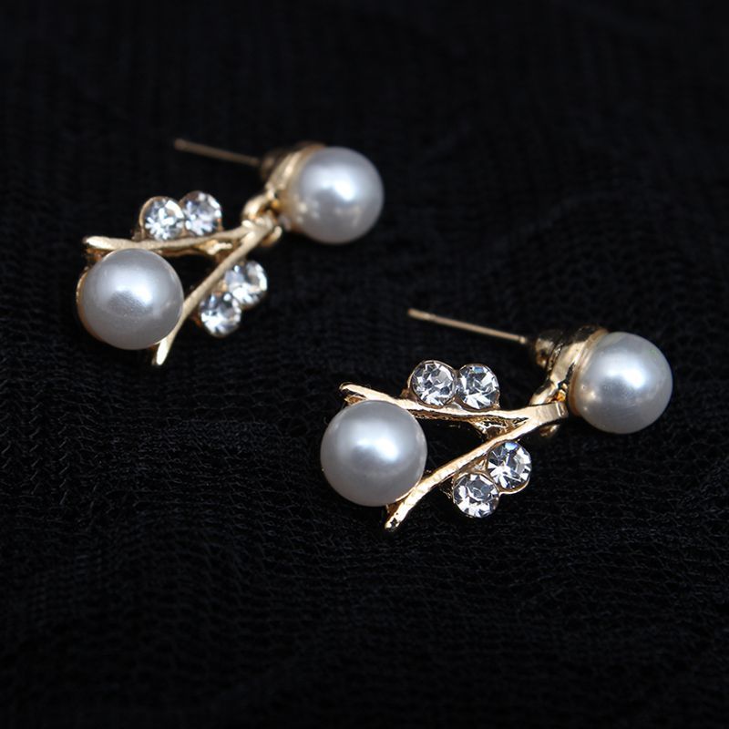 Koreanische version einfache perlen strass halskette ohrring set, modische vielseitig, kleine und frische schlüsselbein kurz_voghion.com