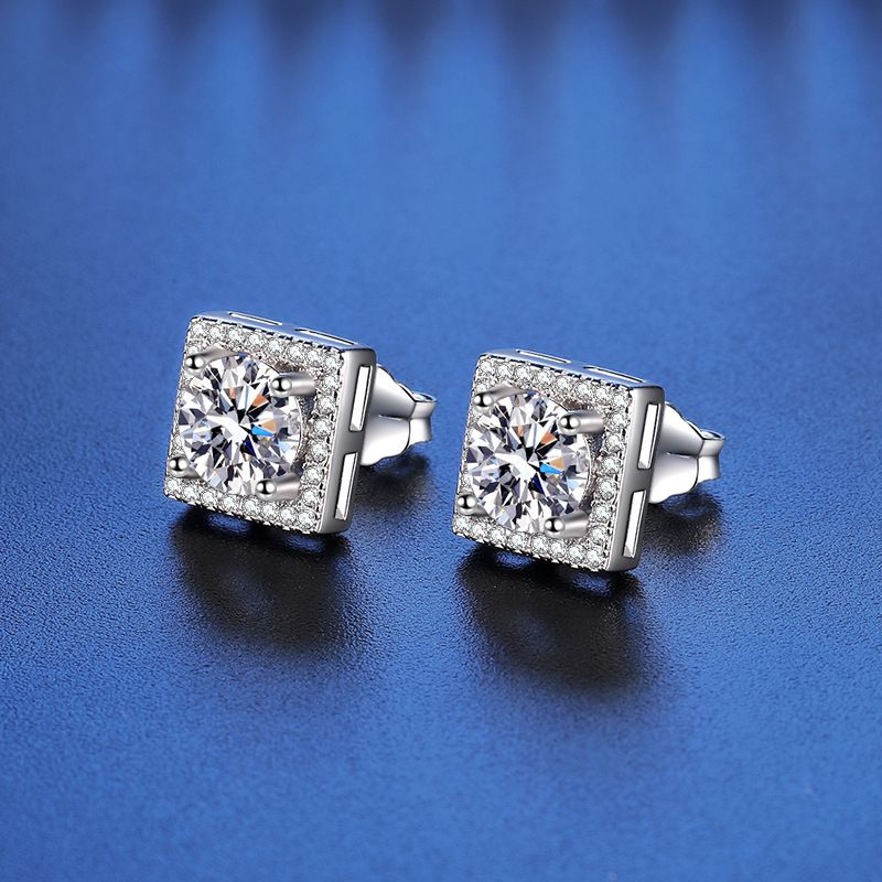 Gioielli in argento Sterling S, colore D, orecchini con mosonite da 1 carato, nuova borsa quadrata da donna, alla moda ed elegante_voghion.com