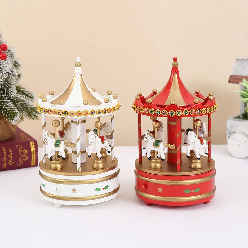 Christmas carousel music box creative birthday gift wind up music box children's Christmas decorations_voghion.com