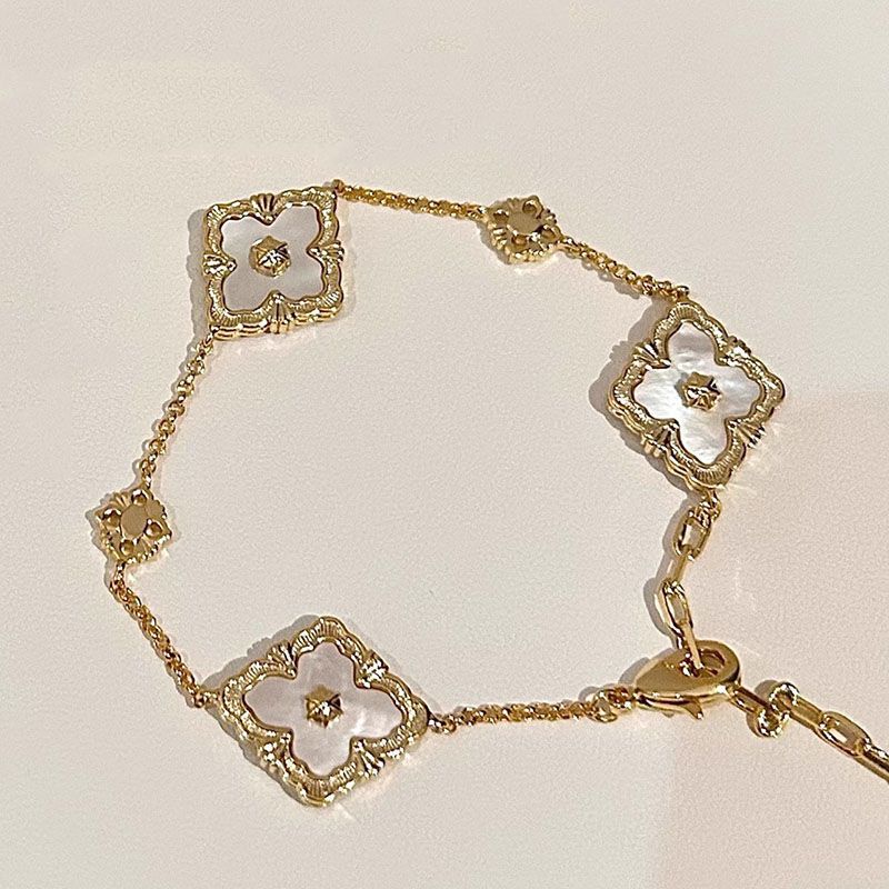 Butchella Silk ~ Palace Style Four-Leaf Clover Double-Sided Bracelet For Women Ins Light Luxury Open-Ended Jewelry_voghion.com