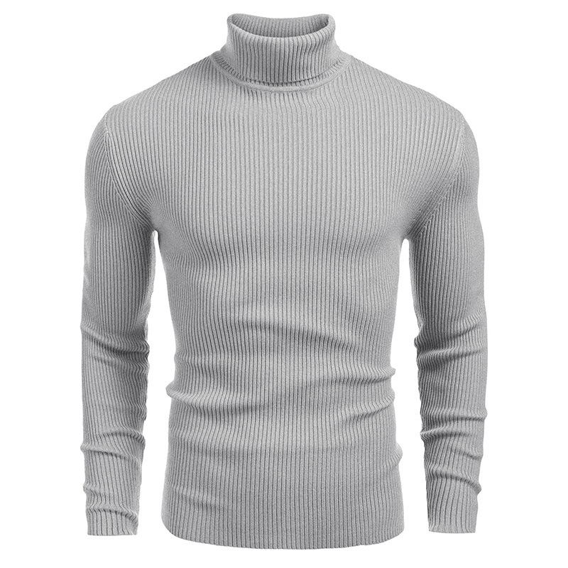 Light luxury original men's winter solid-coloured leisure high neck long-sleeved knitted bottoming shirt hot models_voghion.com